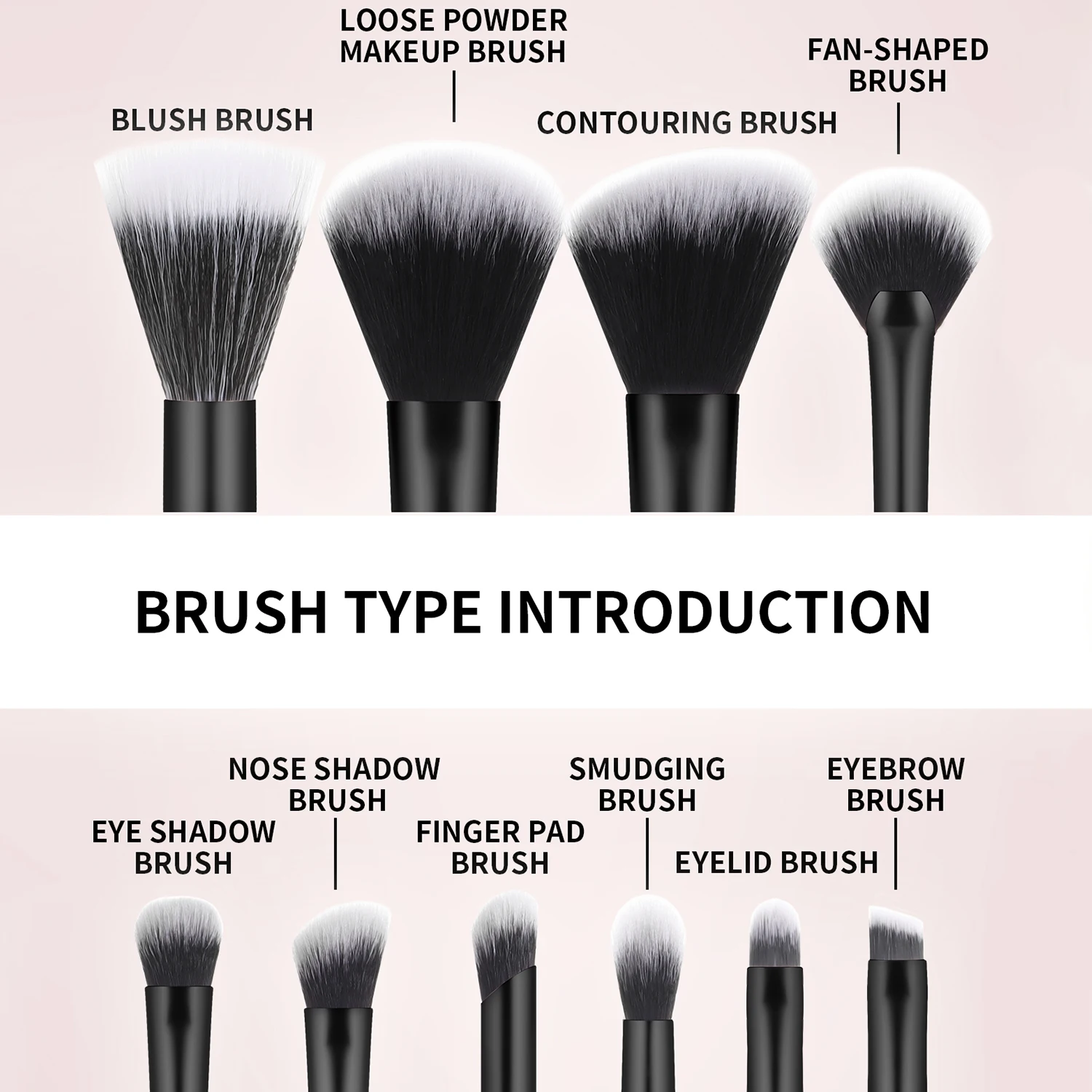 Brochas de maquillaje, 10 Uds., Kit de maquillaje profesional para mujer, brocha cosmética para polvos suaves, sombra de ojos, base, juego completo, herramienta de belleza de viaje