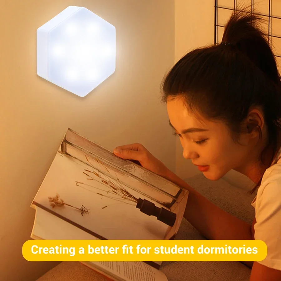 6pcs Touch Control Hexagonal LED Wall Light,Honeycomb Lights, Touch Sensitive Wall Lights, Night Lights, Honeycomb Lights