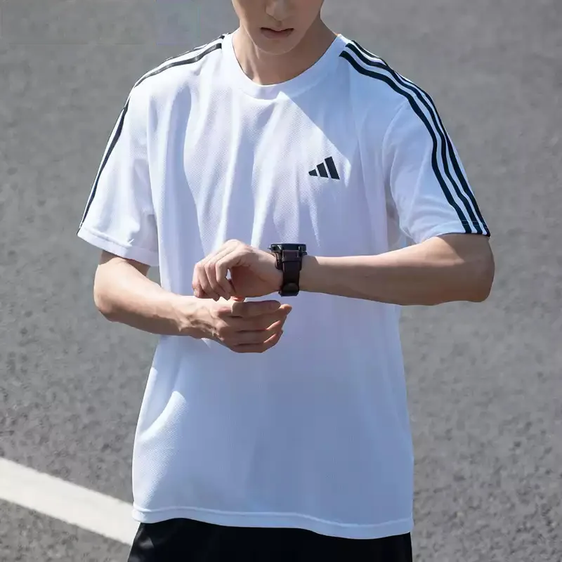 Adidas running T-shirt for men, fitness sportswear, round-neck short-sleeved breathable top  IB8151