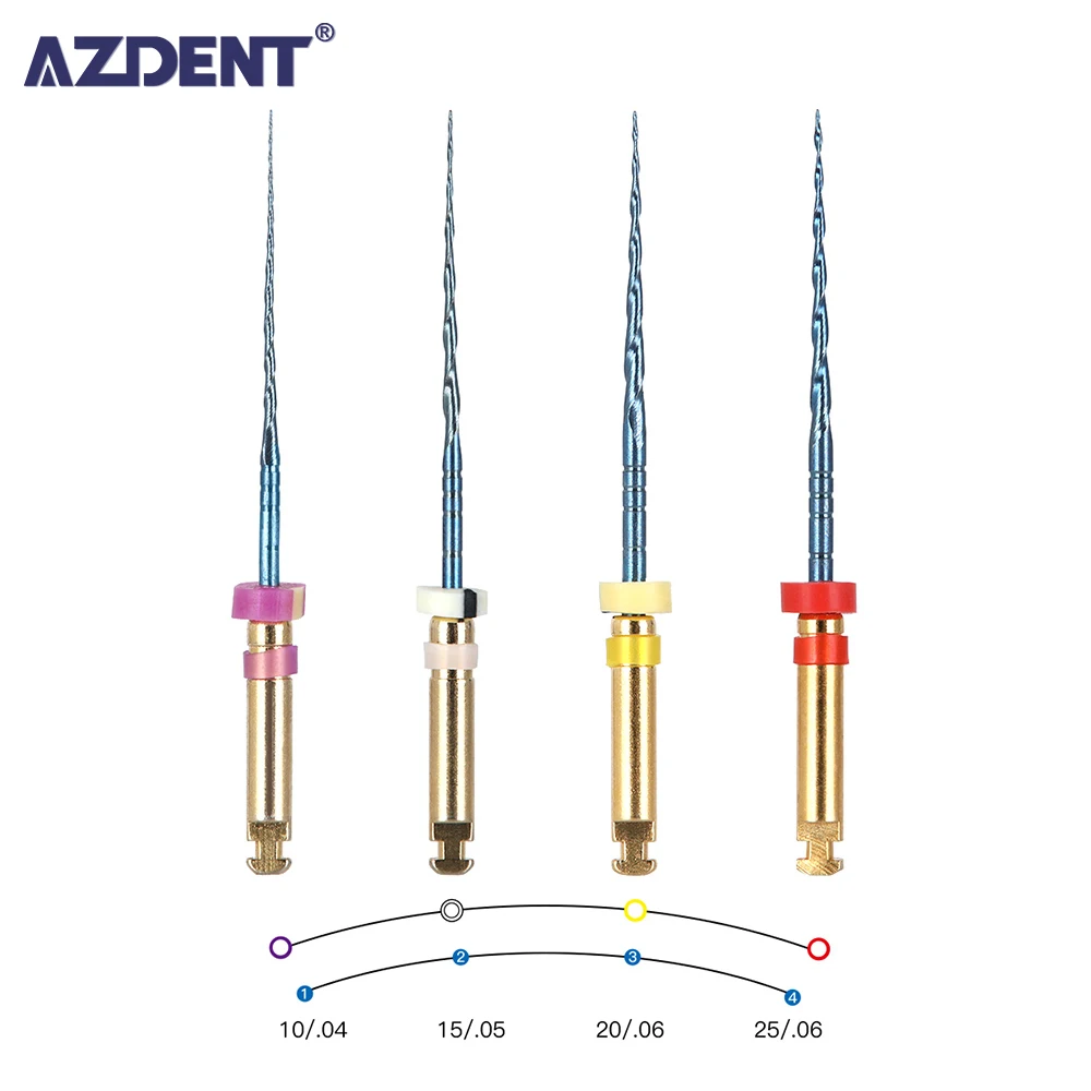 AZDENT Dental Engine Use 25mm 10#-25# NiTi Rotary File Endo Root Canal Files Dentist Tool Instrument