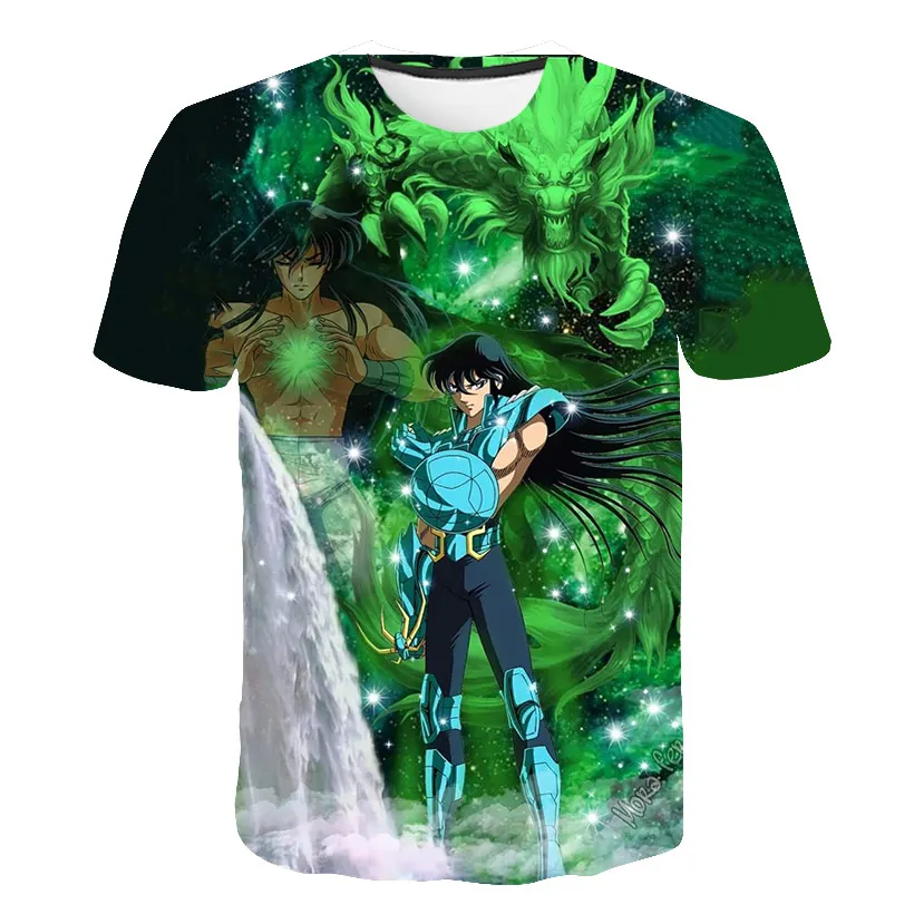 Saint Seiya Japanese Anime Graphics 3D Harajuku Print Front And Back Short Sleeve Men Women Round Neck Customizable T-shirt Tops