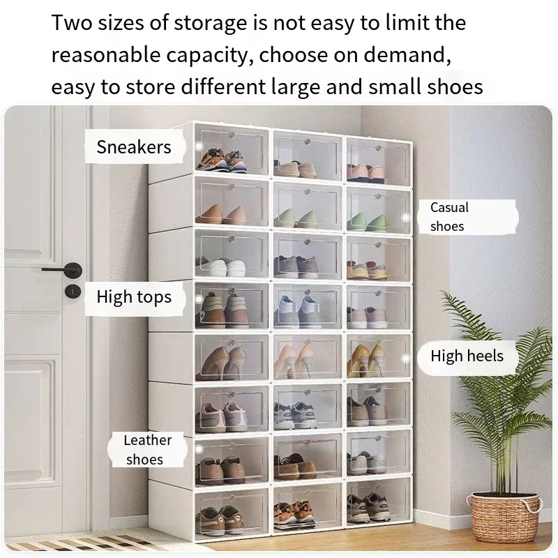 

Transparent Shoe Box Organiser Plastic Thickened Foldable Dustproof Storage Box Stackable Combination Shoe Cabinet