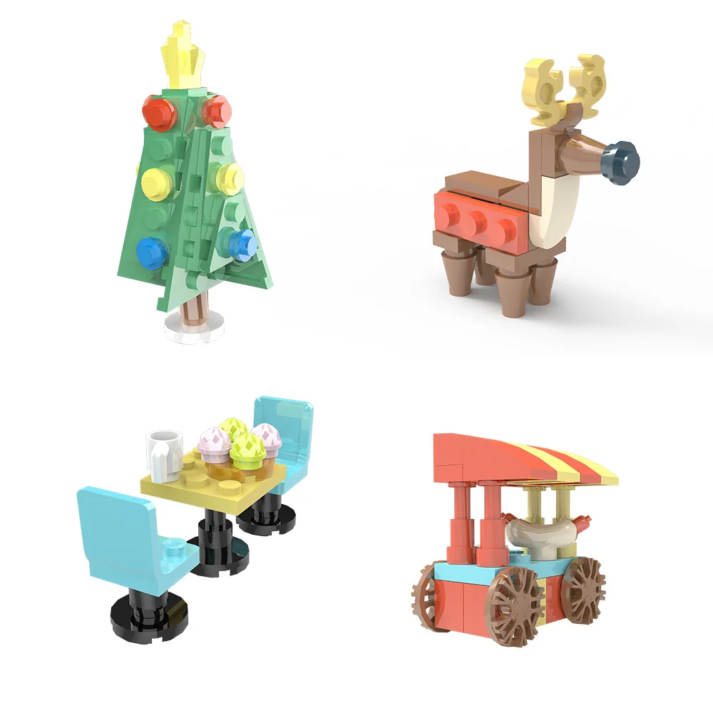 Gobricks MOC Christmas Theme Building Blcoks 24 Small Piece Amusement Park Countdown Calendar Bricks Model Toys Kids Xmas Gift