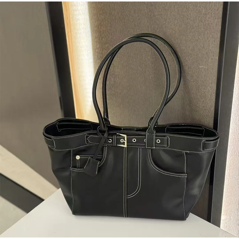 Luxury Shoulder Handbag Belt Buckle Sewing Handbag One-shoulder Bag Women Commuter Tote Wing-shaped Large Capacity Shopping Bags