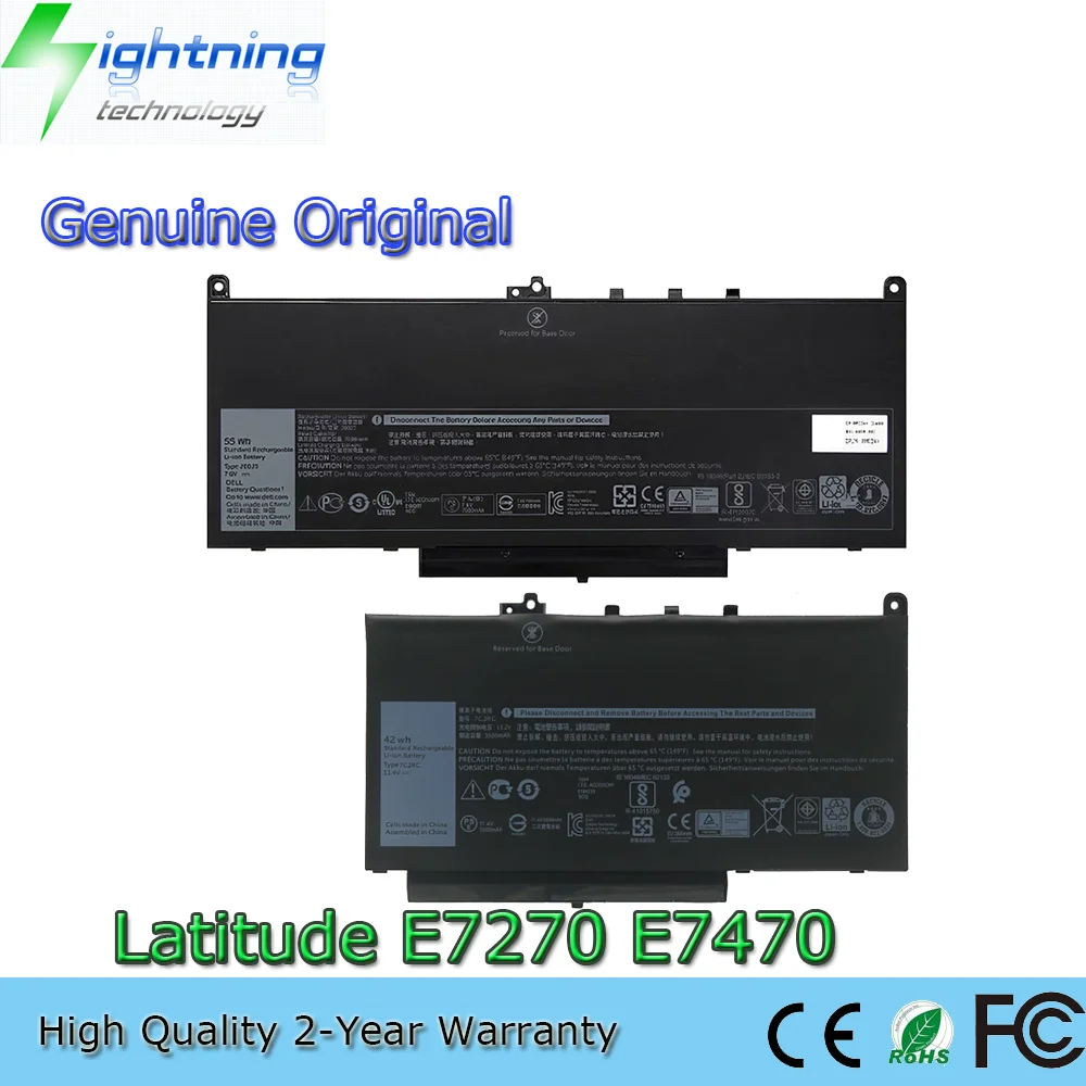 Новый оригинальный аккумулятор для ноутбука 42Wh 55Wh 7CJRC J60J5 21X15 для Dell Latidude E7470 E7270 Series 451-BBSW 451-BBWR