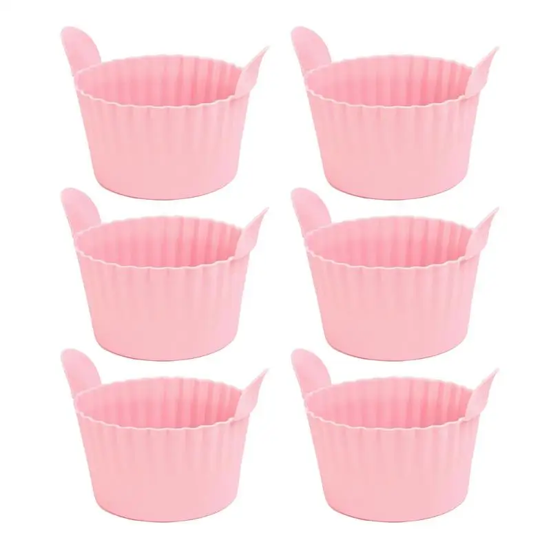 Air Fryer Cupcake Pan 6 Pcs Silicone Cupcake Pan Dishwasher Safe Smooth Egg Cups For Mousse Bread Sandwiches Eggwich Egg Bites