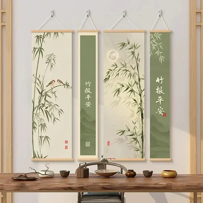 

Chinese Style Bamboo Scroll Wall Paintings Room Decor Aesthetic Picture Wall Art Poster Canvas