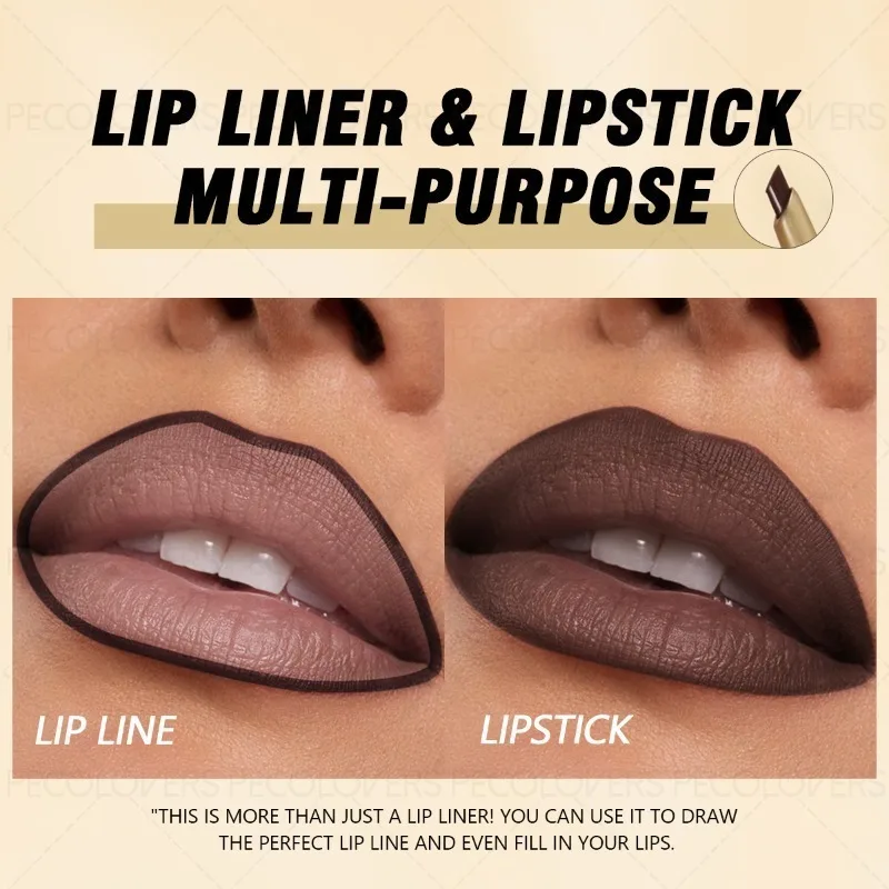Delineador de labios de tubo marrón, selección multicolor, retratando los contornos de los labios, labios completos y encantadores, cosméticos para labios, 1 ud.