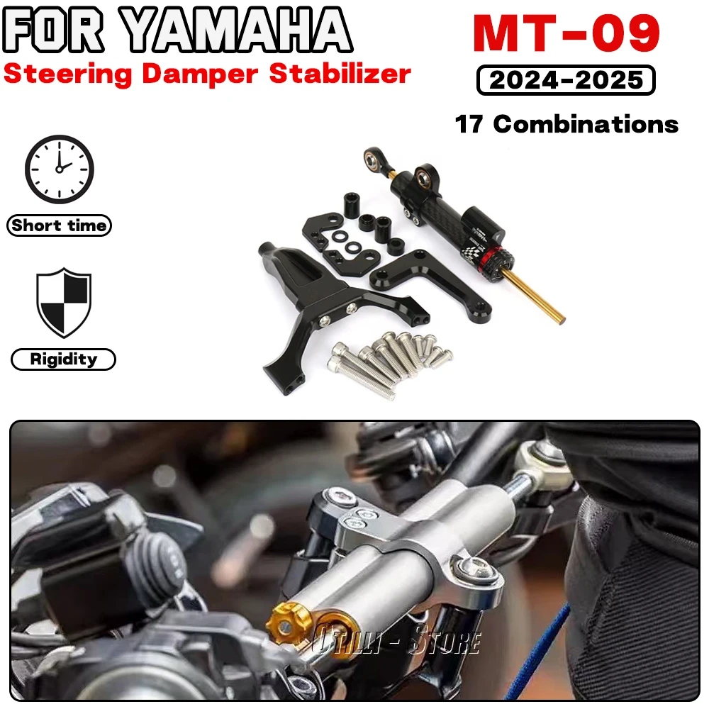 For YAMAHA MT09 MT-09 2024 2025 Motorcycle CNC Aluminum Adjustable Steering Damper Stabilizer Safety Control Bracket Kit