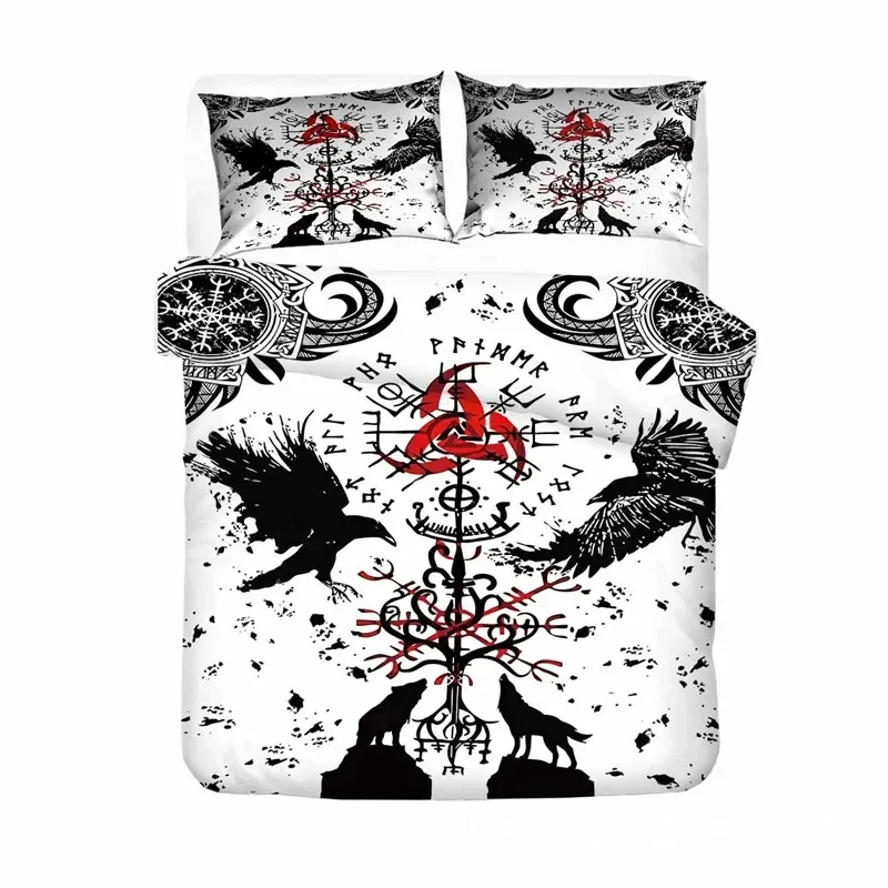 Viking Duvet Cover Set Mjollnir Bedding Set Scandinavian Folklore Motifs Northern Germanic Culture Comforter Cover Pillowcases