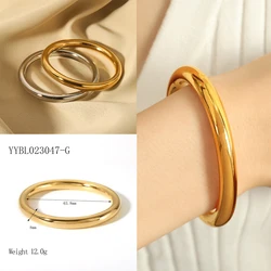 CARLIDANA Fashionable 18K Gold Plated Colorless Jewelry Hollow Bracelet Women's Chunky Stainless Steel Bangles Bracelets