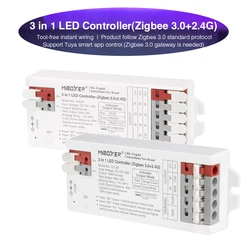 Miboxer Zigbee 3.0+2.4G Tool-free Instant Wiring LED Controller E2-ZR E3-ZR RF For Single color/Dual white/RGB/RGBW/RGBCCT