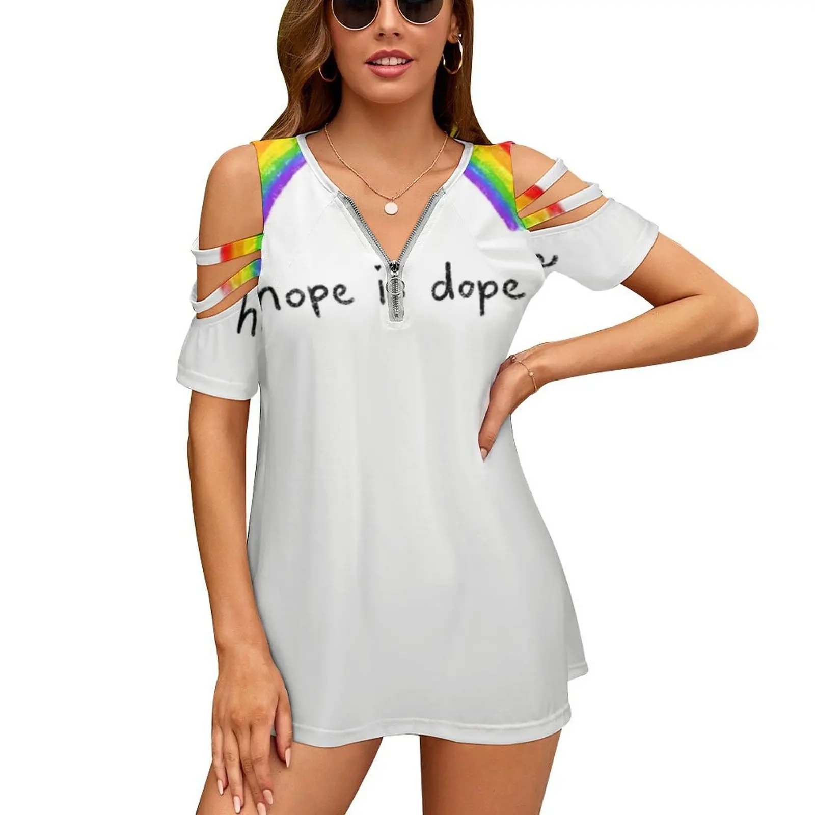 Hope Is Dope New Fashion Zip Off Shoulder Top Short-Sleeve Women Shirt Hope Obama Barack Obama Hopeful Mental Illness Recovery