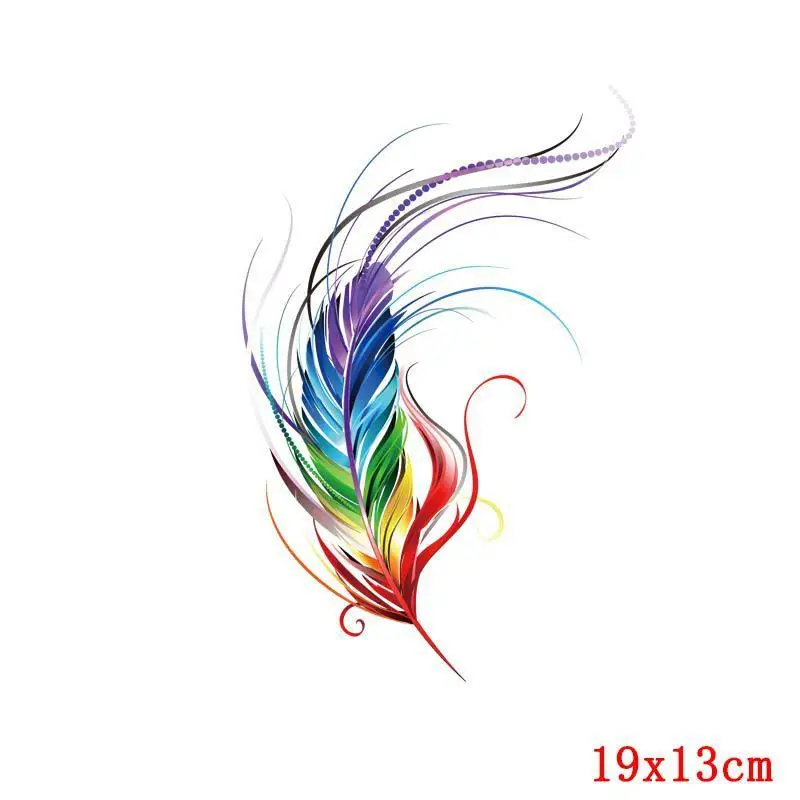 Colorful wing pattern DTF Thermo Sticker Decals Heat Transfer Clothes Clothing Crafts Ironing Diy Accessory Wholesale