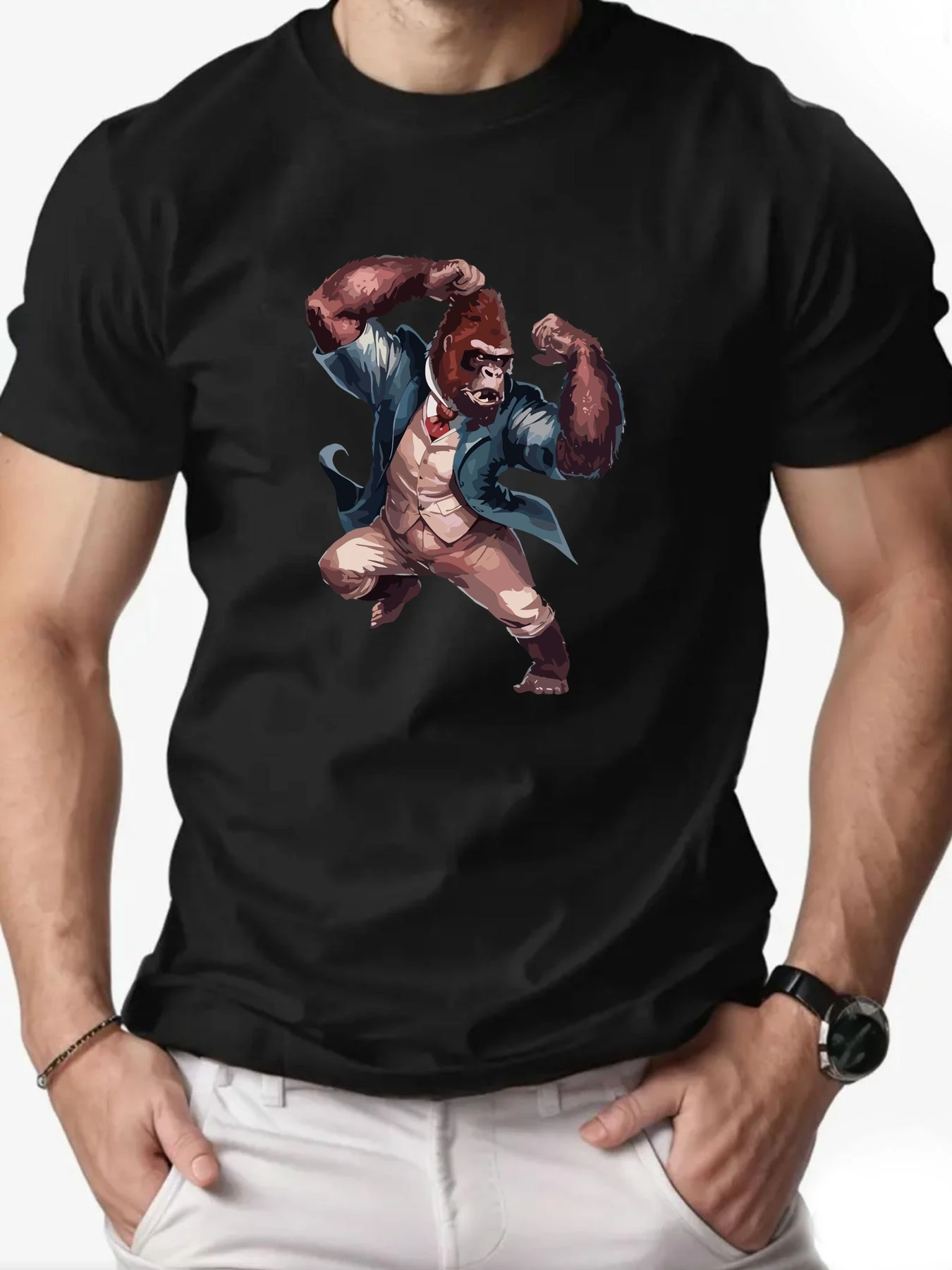 

Men's T-Shirt Gorilla Pattern Printed Fashion Leisure Sports Men's Round Neck T-shirt High Quality custom made Men's Clothing