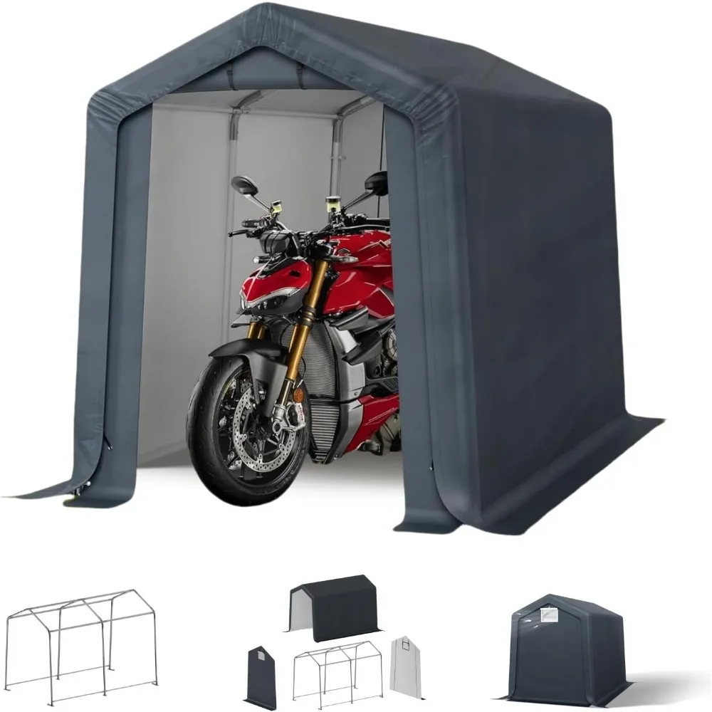 

Outdoor Storage Sheds 6x10 ft, Portable Carport Shelter Garages Heavy Duty Canopy with Rolled up Zipper Doors, Outside Utility