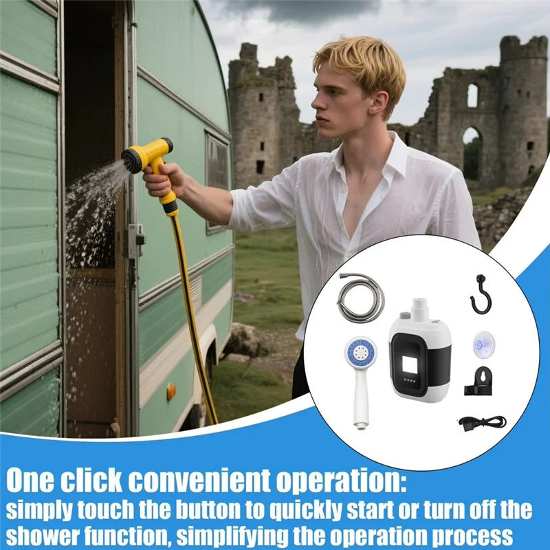 GYTB-Outdoor portátil para acampamento chuveiro bomba elétrica recarregável usb para acampamento lavagem de carro jardim limpeza banho de animais de estimação