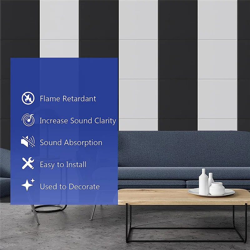 ألواح صوتية ذاتية اللصق M87K، 18 قطعة، بطانة مقاومة للصوت مقاس 12 × 12 × 0.4 بوصة، لوحة ممتصة للصوت لمنزل KTV، أبيض #3