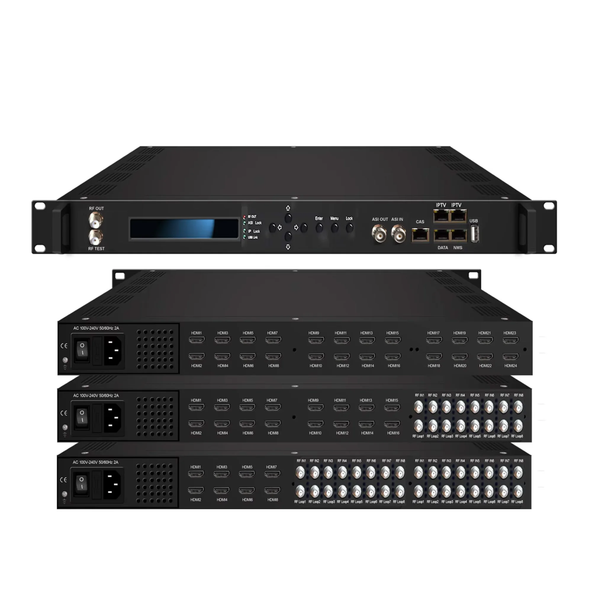 Demodulators, encoders, modulators, and IP streaming Multifunctional digital TV processors
