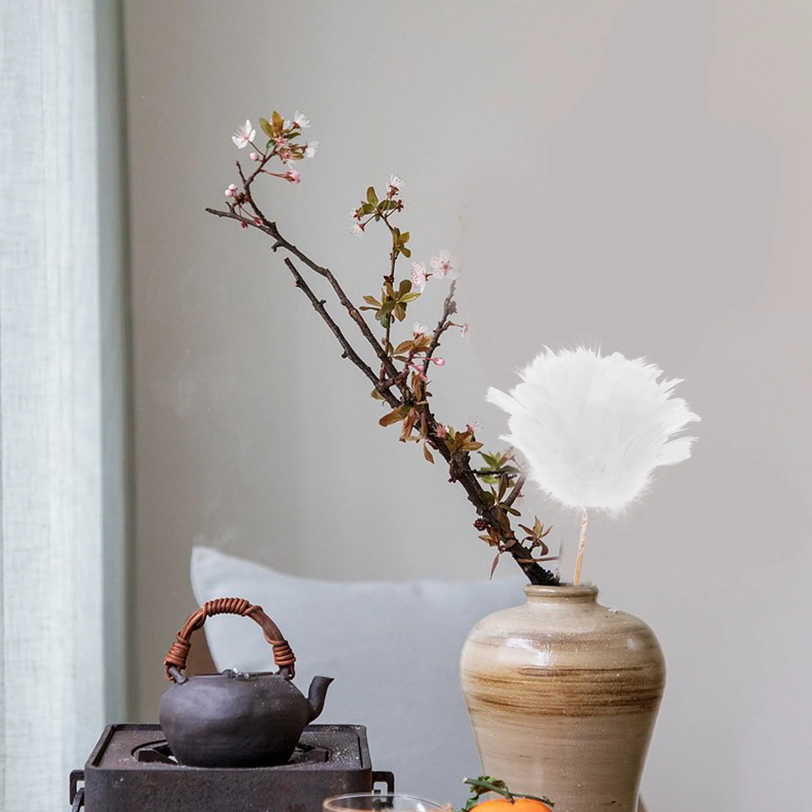 

3pcs Plume Flower Decor Artificial Faux Stems Natural Material For Living Room Bedroom Office Indoor Home Decoration