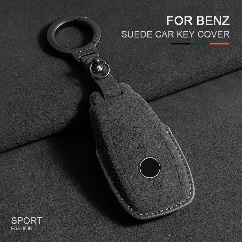 

Suede Car Key Case Cover Fob Keychain For Mercedes Benz E S G Class GLC CLE CLA GLB GLS W177 W205 W213 W222 X167 AMG E200 E260