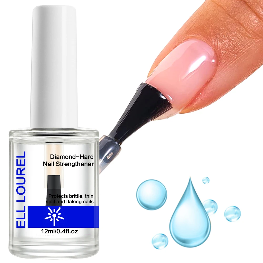 

ELL LOUREL Diamond Nail Hardener Strengthener Natural Dry Clear Nail Polish Top Coat Finish High Gloss Repair Nails Growth Oil