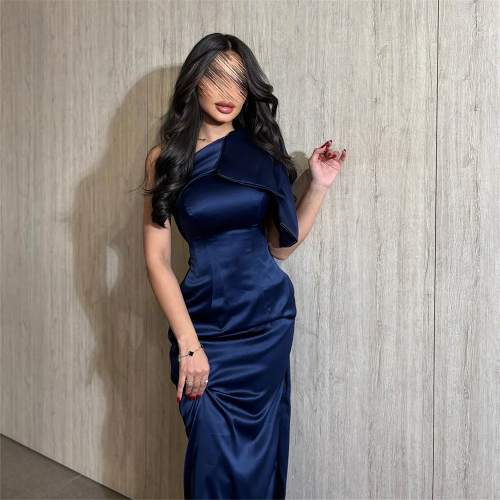 ROYET Luxury One Shoulder Bow Mermaid Formal Evening Dress Ankle Length Sweep Train Crystals Prom Gown For Woman Customized 2025