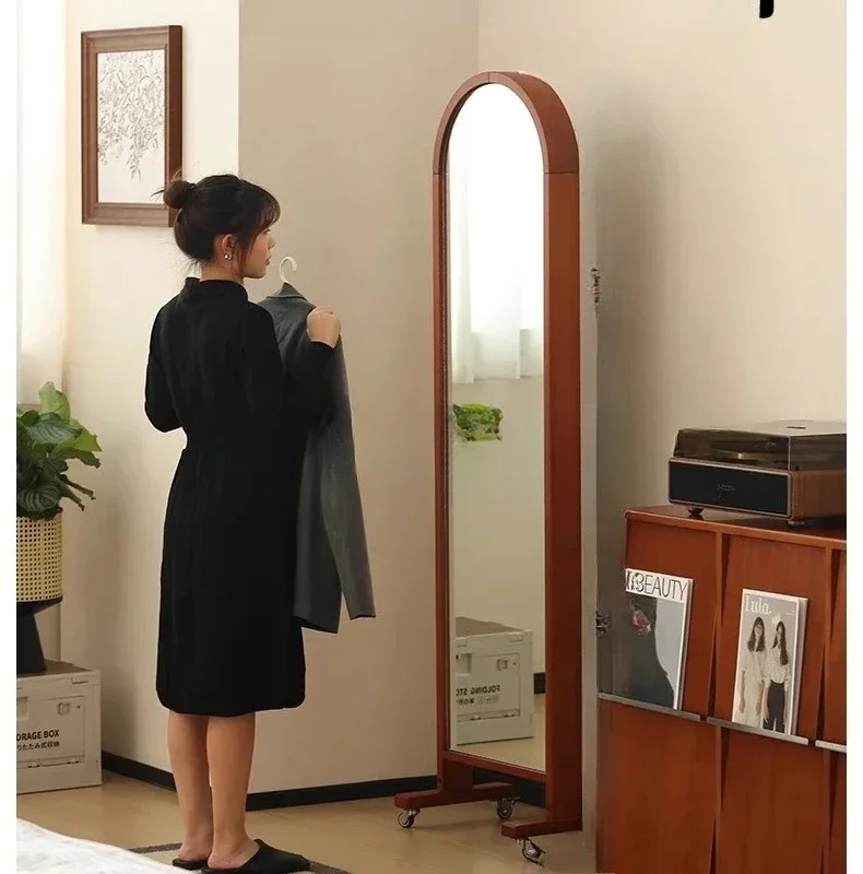

AAsmt1 Solid Wood Full-length Mirror, Movable Mirror, Full-length Mirror, Floor-to-ceiling, Storage Magazine Rack, Newspaper Rac