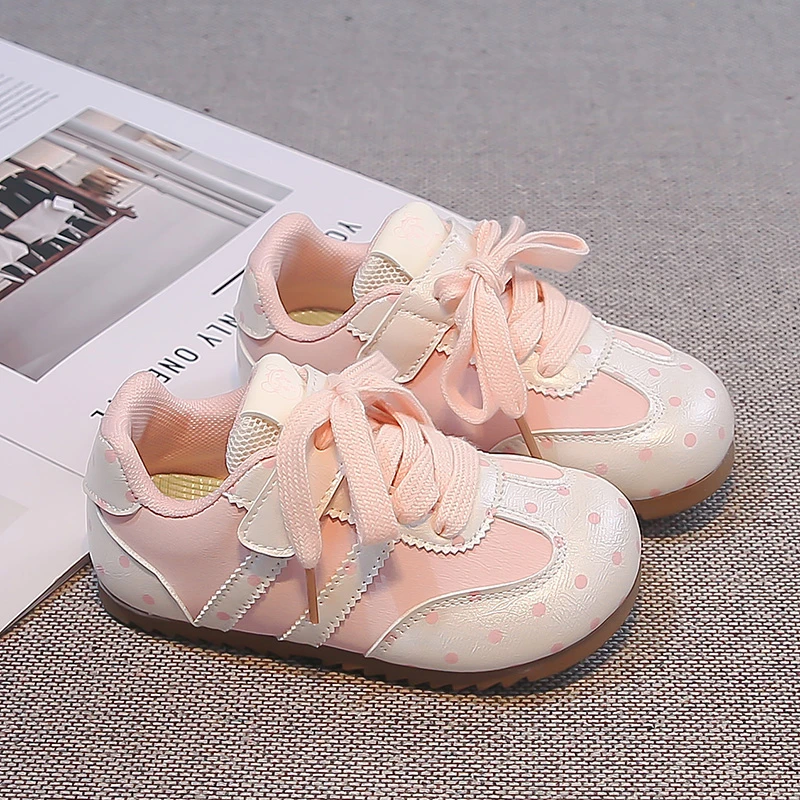 New Children's Shoes for Girl Spring Autumn Versatile Kids Causal School Shoes Sweet Chic Polka Dot Toddlers Running Sneakers