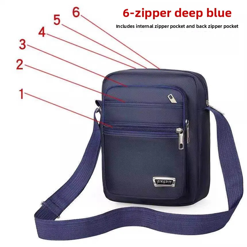 Casual Oxford Cloth Men's Shoulder Bag Canvas Crossbody Bag Briefcase Small Wallet Business Bag Soft Handle Zipper Closure