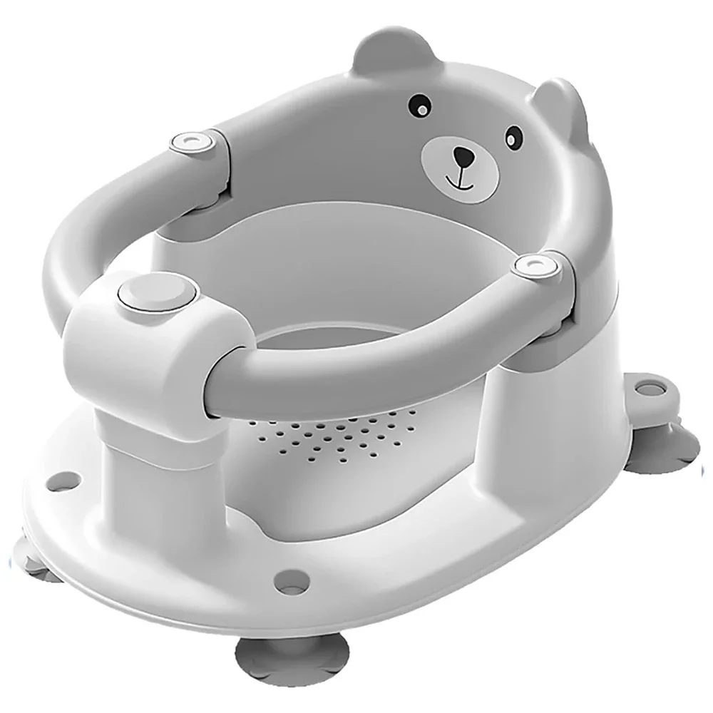Niedlicher Bären-Badesitz für Babys, rutschfester, sicherer Badesitz für Säuglinge, Babysitz zur Unterstützung beim Baden für Babys ab 6 Monaten, rutschfester Hilfssitz für die Dusche und das Baden