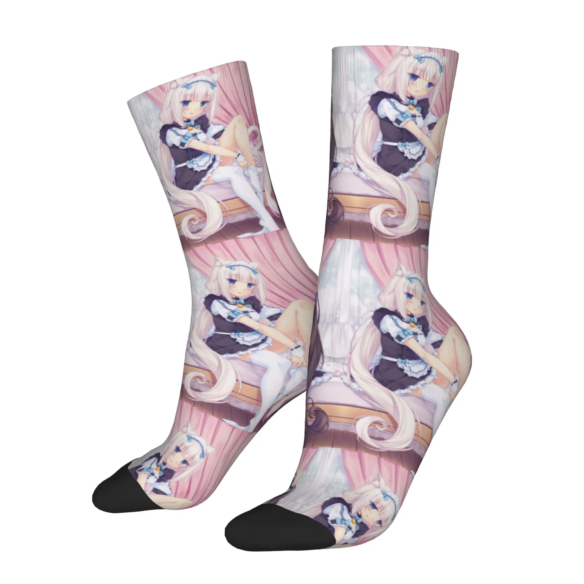 

Nekopara Anime Socks Men's Women's Polyester Chocola Vanilla Gir Socks Spring Summer Autumn Winter Middle Tube Socks Gifts