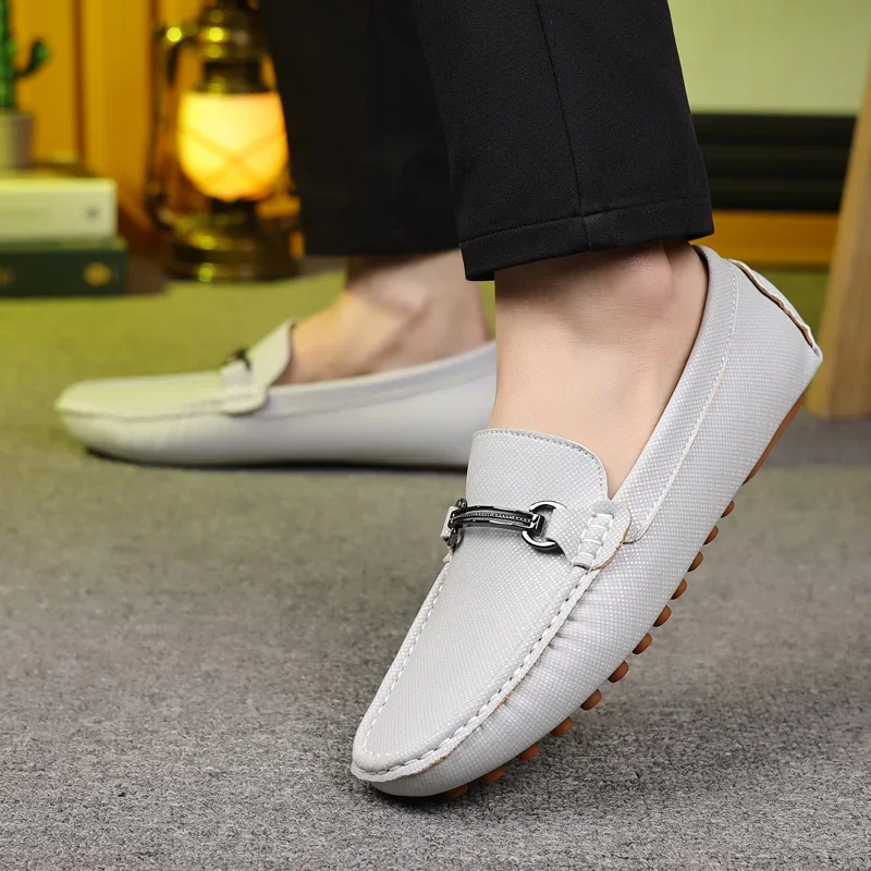 MAEDEF Leather Men Fashion Casual Shoes 2024 Loafers Slip on Comfortable Flats Soft Driving Shoes  Adult Male Footwear Boat Shoe