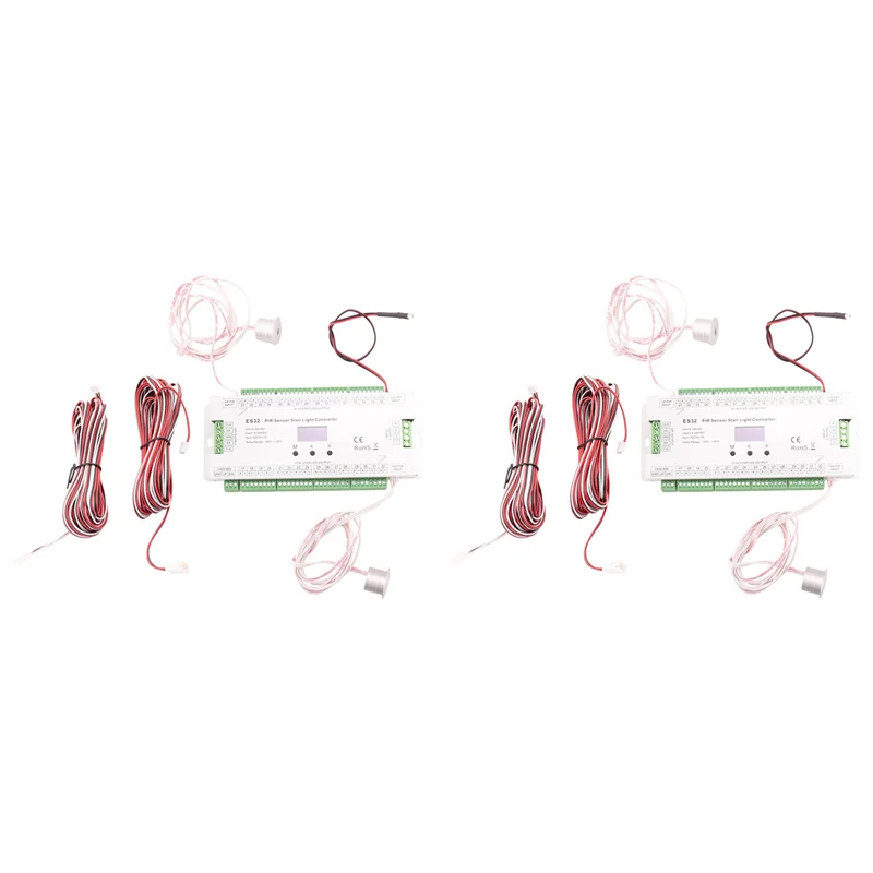 

LICE-2X 32CH ES32 PIR Sensor Stair Light Controller Human Body Infrared Inductive Switch Stair Lamp Control For Single Color