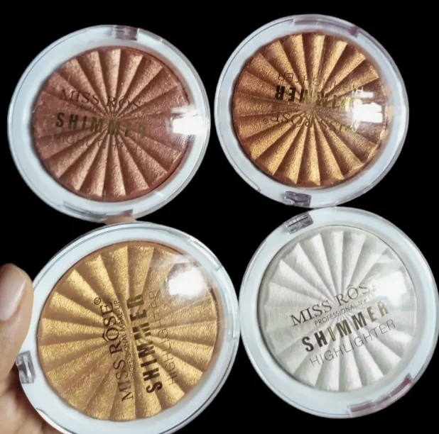Pó Iluminador Profissional Miss Rose, Brilho Matte Monocromático, Blush 3D Perolado, Pó Iluminador de Alto Brilho