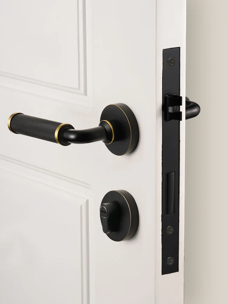Dooroom Luxury Brass Knurled Door Handle Set Black Gold Modern Interior Bedroom Bathroom Dummy Knob Privacy Passage Locks