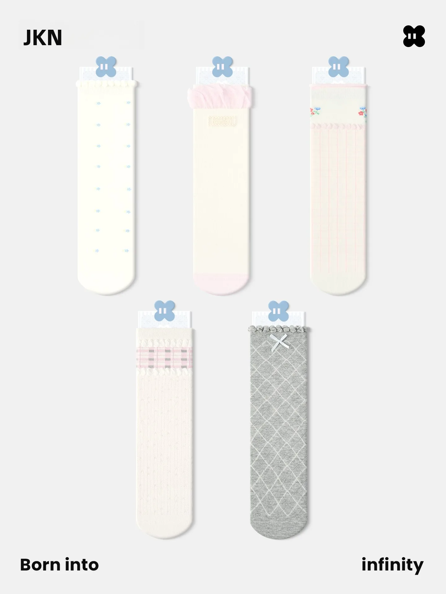 Calcetines JKN Estilo Coreano para Mujer, Finos, hasta la Pantorrilla, con Ribete de Encaje, sin Cuello, Largos, de Algodón, para Todas las Temporadas