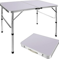 3FT/90cm Folding Table Lightweight Portable Camping Table, Non-Slip Rubber feet , Premium Quality Steel Aluminium Foldable Table
