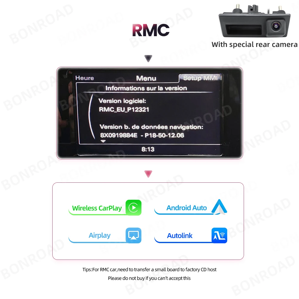 Bonroad Draadloze Carplay Android Auto Interface Adapter Voor Audi A1 Q3 2013-2018 Rmc Hnr Met Airplay Spiegel Link