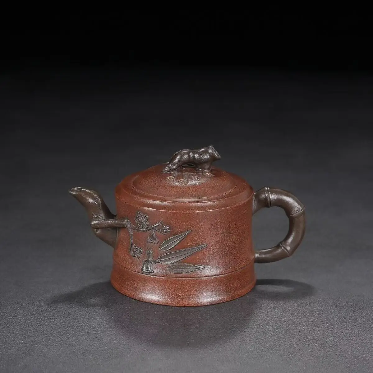 Chinese Yixing Zisha Clay Handmade Exquisite Bamboo  Pattern Teapot