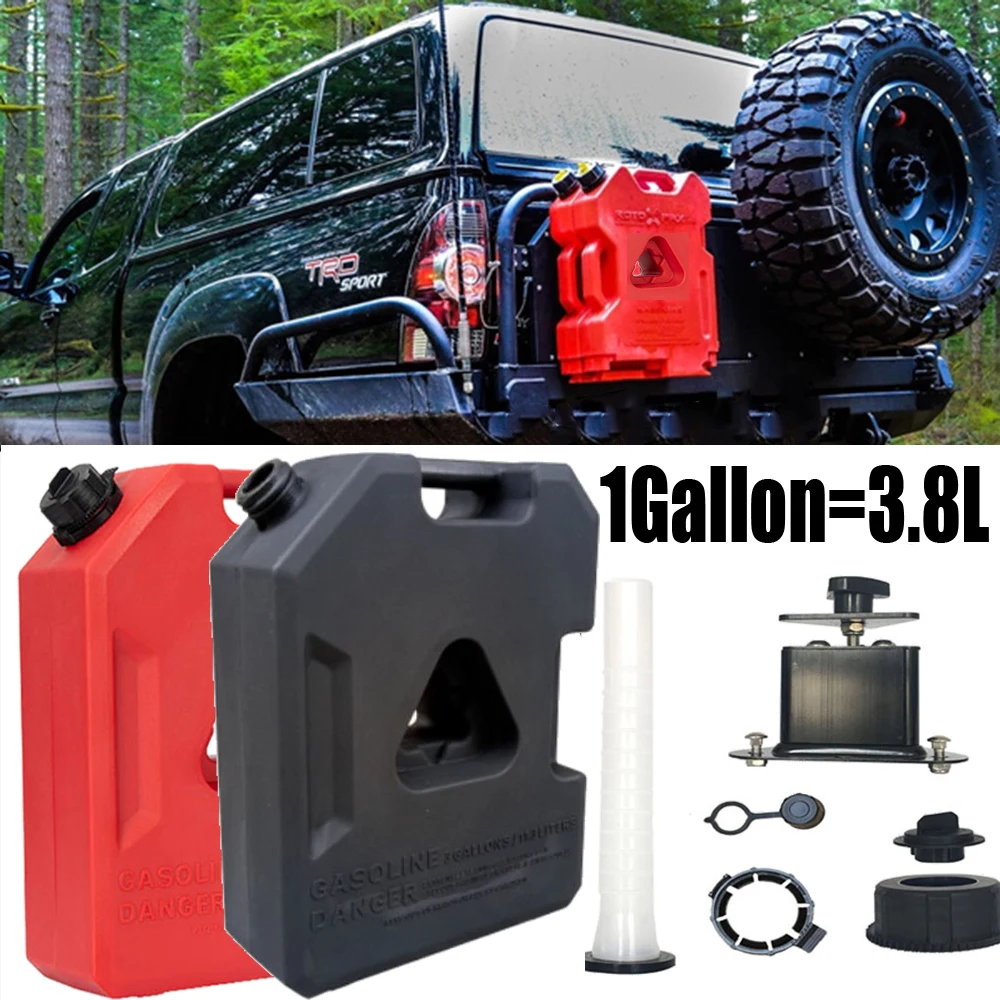 3.8L/1Gallon Litre Mount Motorcycle Spare Fuel Tank Jerry Cans Plastic Car Petrol Tanks Jerrycan Oil Container Backup Oil Can