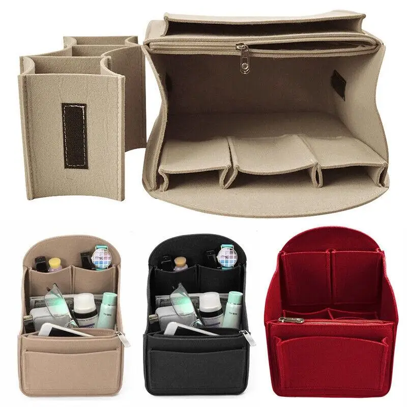 Large Capacity Felt Inner Bag Handbag Organizer Insert Portable Travel Storage Liner Bag Pocket For Backpack Shoulder Handbag