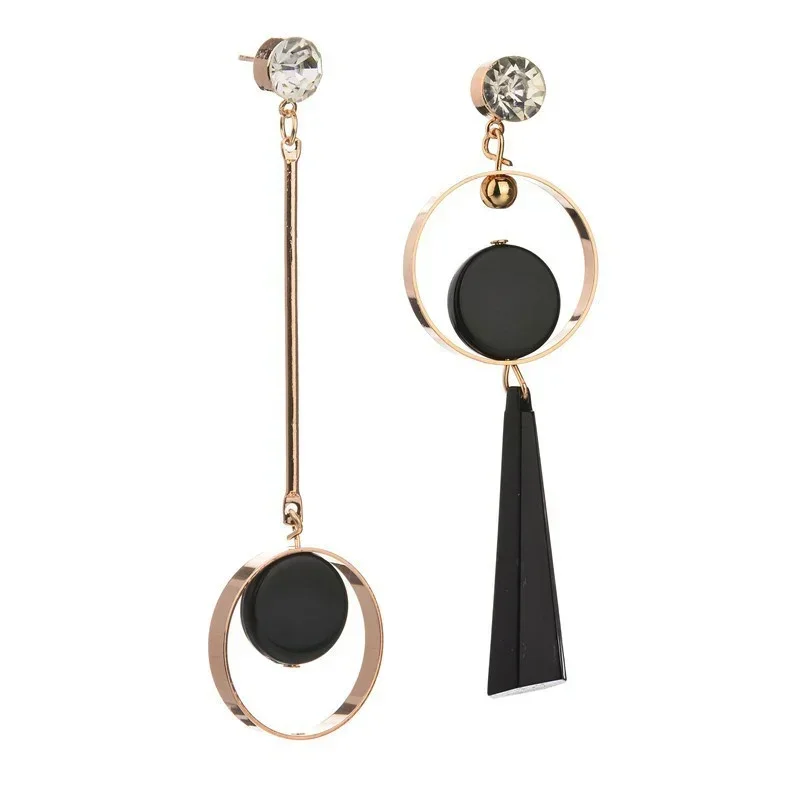 Delysia King Hyperbolic Round Geometric Hanging Drop Big Earring Fashion Asymmetry Long Dangle Earrings For Women