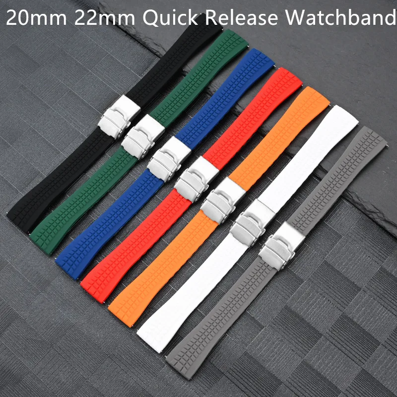 Cinturino per orologio pieghevole in acciaio inossidabile con cinturino in Silicone impermeabile morbido a sgancio rapido universale sostituisci 20mm 22mm