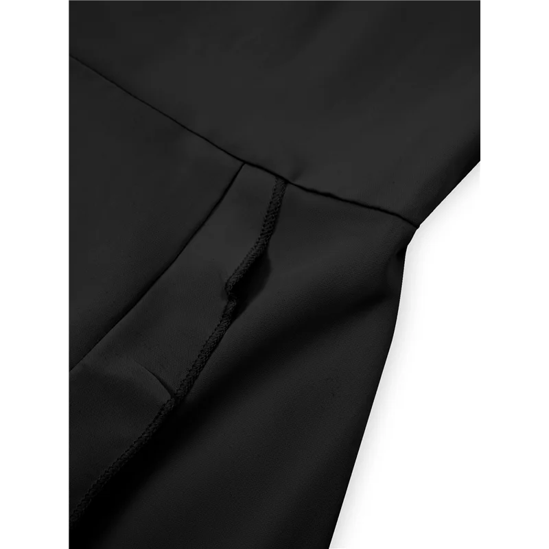 Intuitive Abito da donna con scollo a V, manica corta svasata, abito da ospite di matrimonio, mini abito con orlo arricciato e cintura in vita elastica smockata
