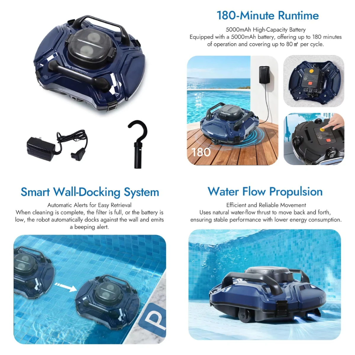 

Автоматический беспроводной робот-пылесос для бассейнов с перезаряжаемой батареей для наземных и встраиваемых бассейнов