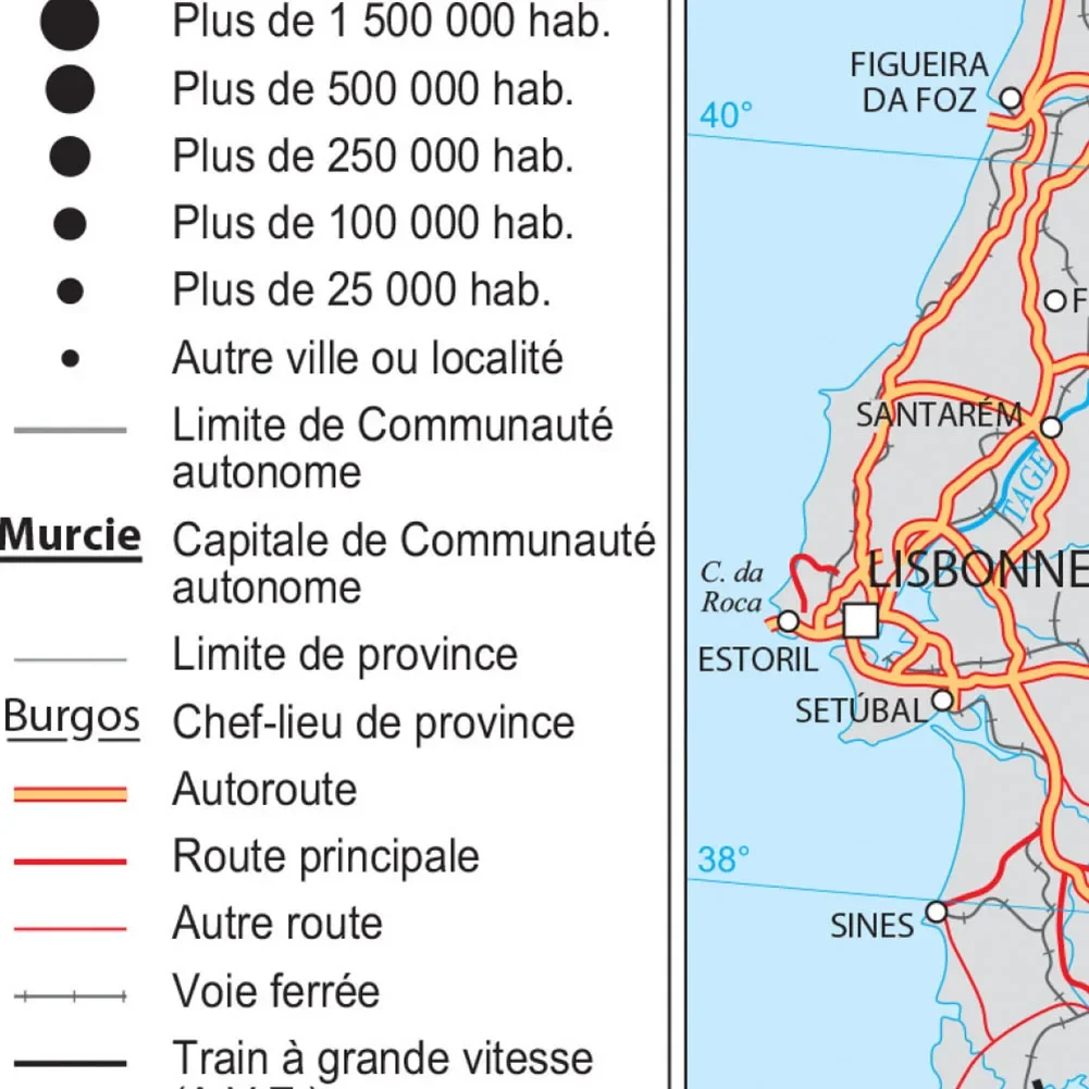 Póster de arte de pared con mapa política de transporte de España, lienzo de pintura, suministros escolares de viaje, decoración del hogar, idioma francés, 59x42cm