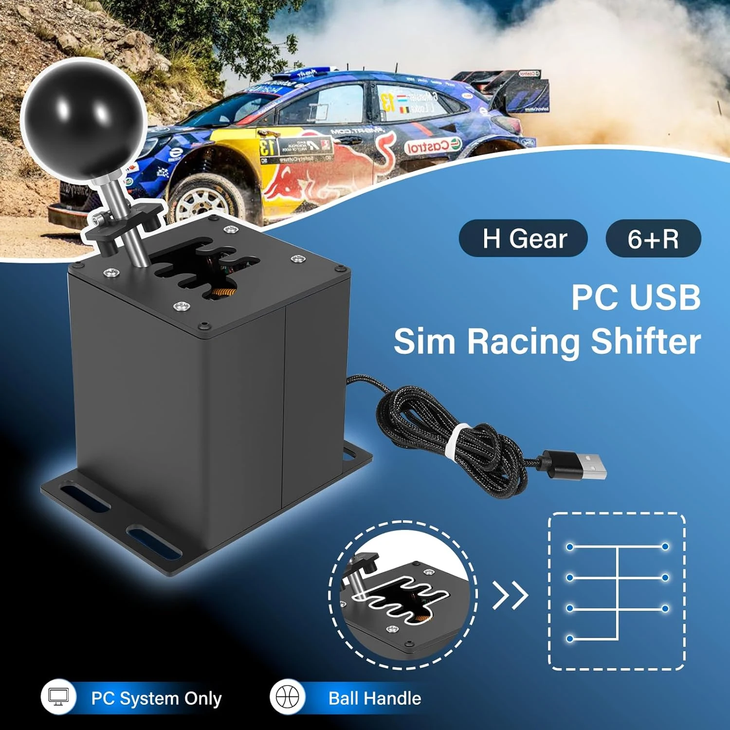 

PC USB Sim Racing Shifter 6+R H Gear Shifter For Logitech G29 G27 G25 G920 T300RS/GT Steering Wheel For PC Windows Steering