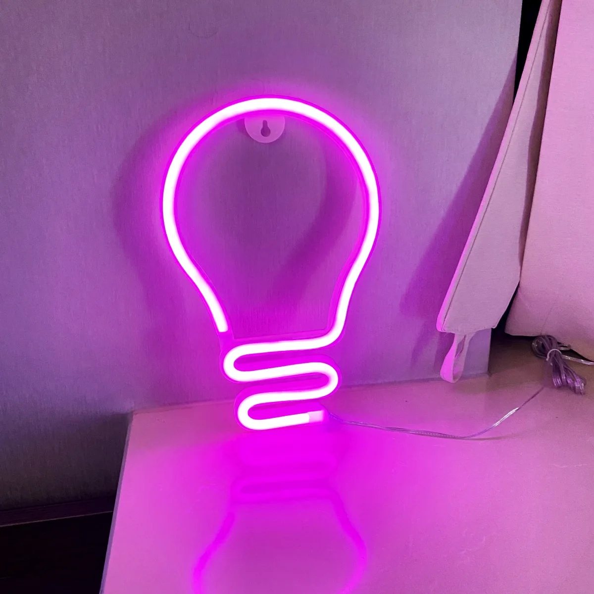 مصباح LED نيون ، مصباح يعمل بمنفذ USB أو بطارية ، مزود طاقة ، إشارات نيون ، إضاءة ليلية ، غرفة نوم ، ديكور غرفة المعيشة