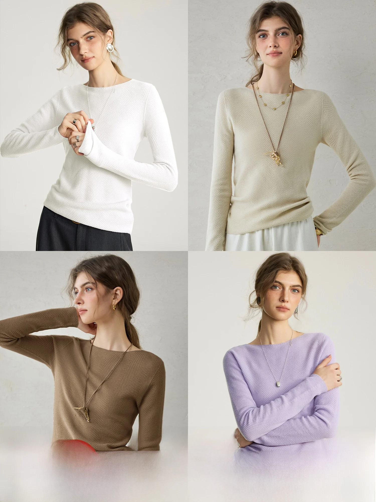 

Benesis Knitted 40-Strand Full Wool Sl Fibone Pattern Loose Knitwear Women's Top Casual Sle Long Sve Crew Ne